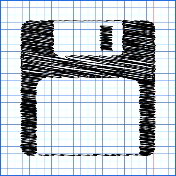 Disquette icône vectorielle avec effet stylo sur papier — Image vectorielle