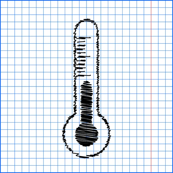 Значок термометра с эффектом пера на бумаге — стоковый вектор
