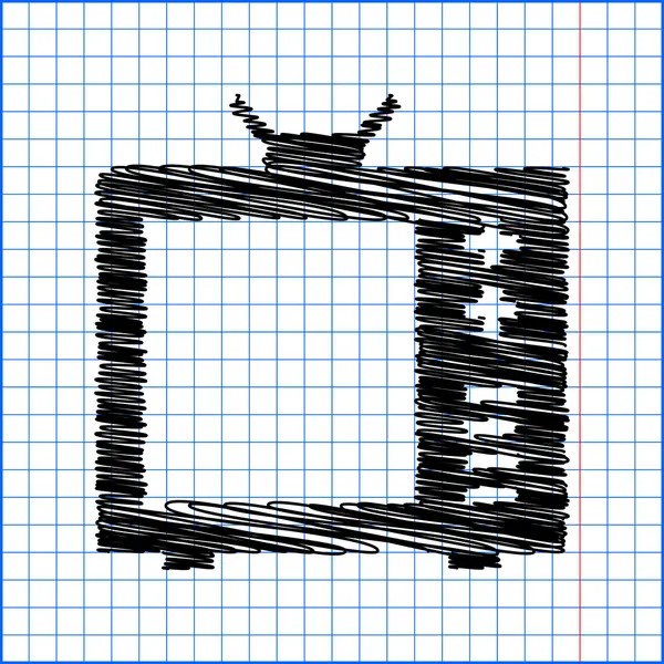 Icône vectorielle TV avec effet stylo sur papier — Image vectorielle