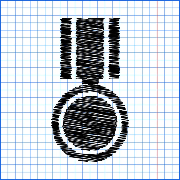 Μετάλλιο εικονίδιο με ισχύ στυλό σε χαρτί — Διανυσματικό Αρχείο
