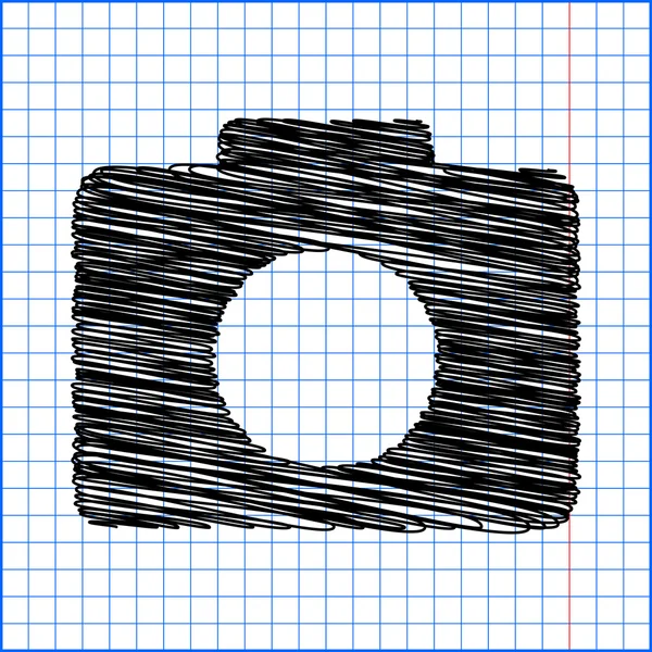 Icône de caméra vectorielle avec effet stylo sur papier — Image vectorielle