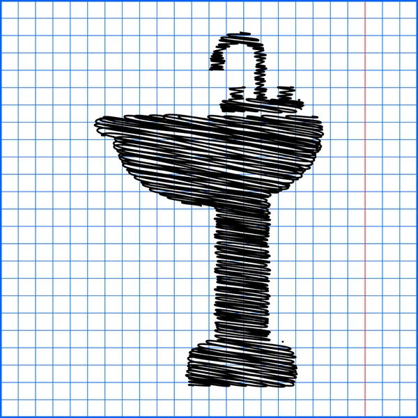 Évier de salle de bain avec effet stylo sur papier — Image vectorielle