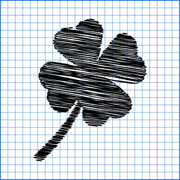 Ícone de folha de trevo com efeito caneta sobre papel —  Vetores de Stock