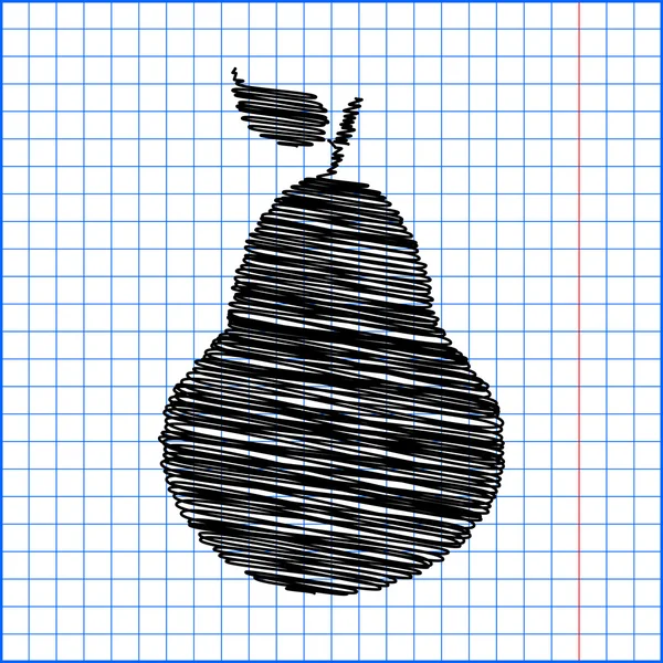 Icono de fruta con efecto pluma sobre papel — Vector de stock