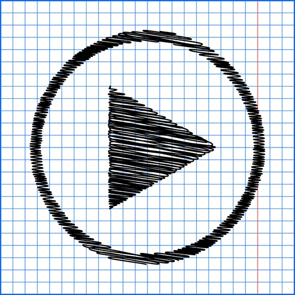Icono de reproducción con efecto pluma sobre papel — Vector de stock