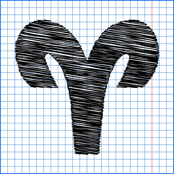 紙にペン効果を持つ星座牡羊座 — ストックベクタ