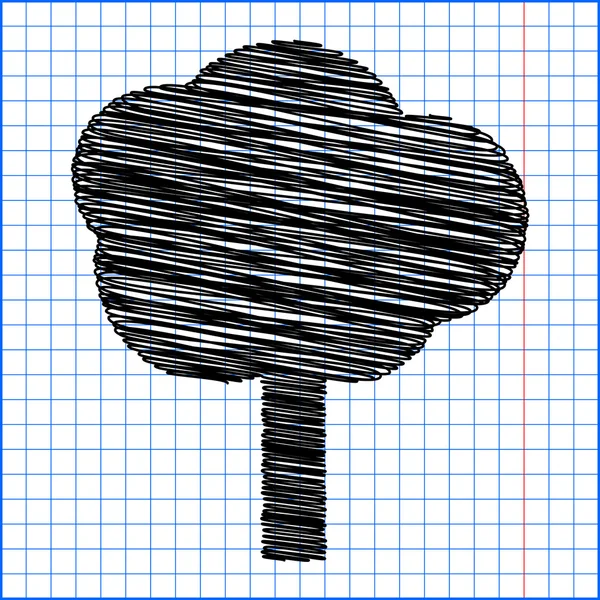 Δέντρο εικόνα με αποτέλεσμα στυλό σε χαρτί — Διανυσματικό Αρχείο
