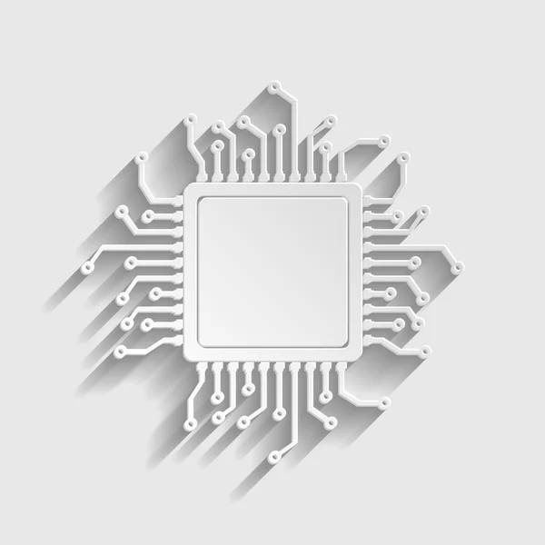 Cpu Microprocesso。纸张风格图标 — 图库矢量图片