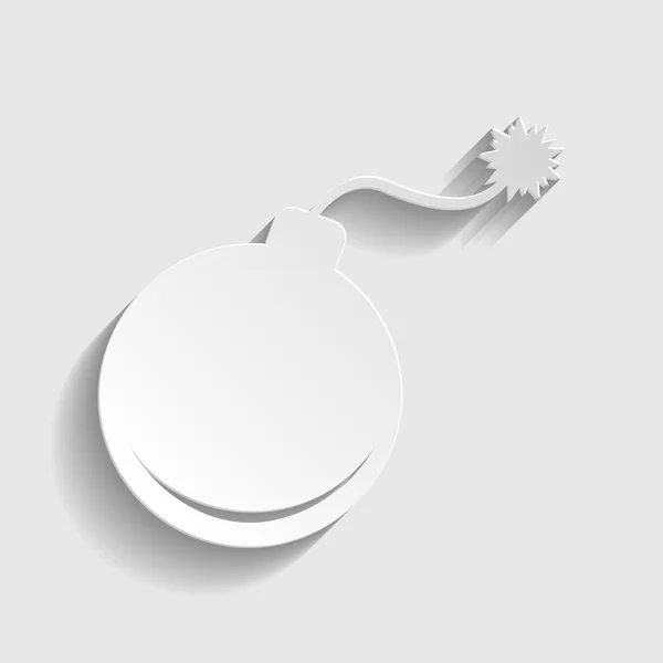 Panneau de bombe. icône de style papier — Image vectorielle