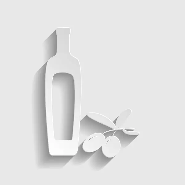 Schwarzer Olivenzweig mit Olivenölflaschenschild — Stockvektor