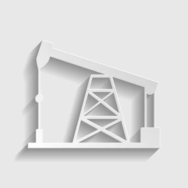 Olie drilling rig teken. Papier stijlicoon — Stockvector