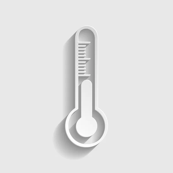 Thermometer sign. Paper style icon — Stock Vector