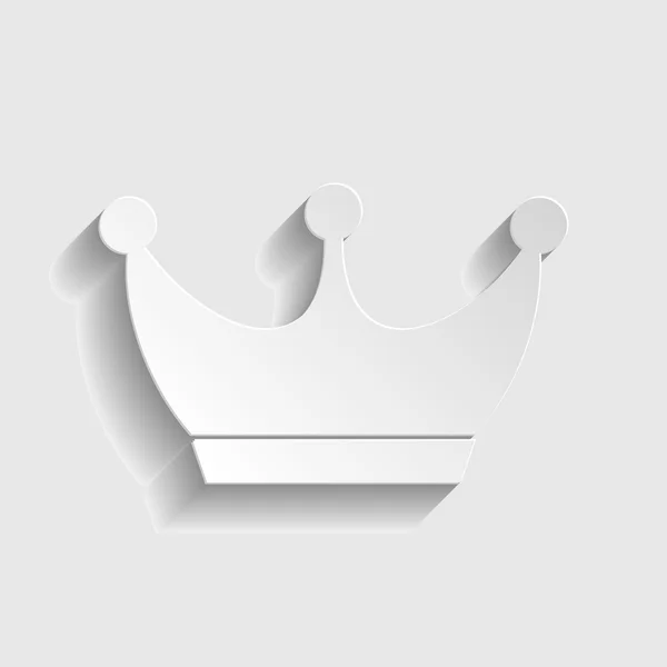 Roi signe de la couronne. icône de style papier — Image vectorielle