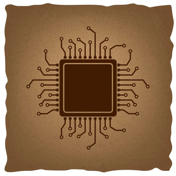 Microprocesador de CPU. Efecto vintage — Archivo Imágenes Vectoriales