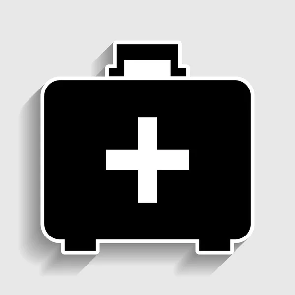 Panneau de la boîte de premiers secours. icône de style autocollant — Image vectorielle