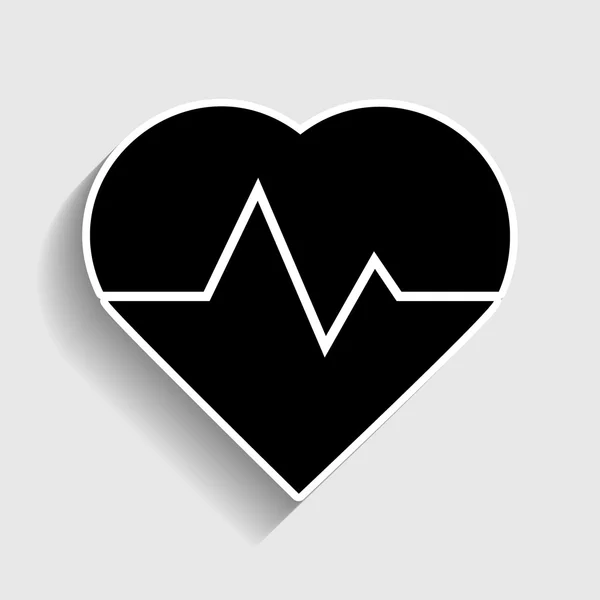 Heartbeat sign. Sticker style icon — Stock Vector