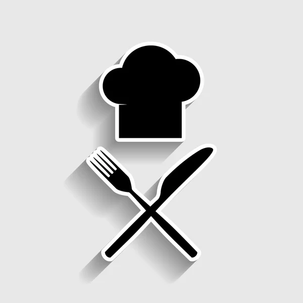 Chef com faca e garfo sinal — Vetor de Stock
