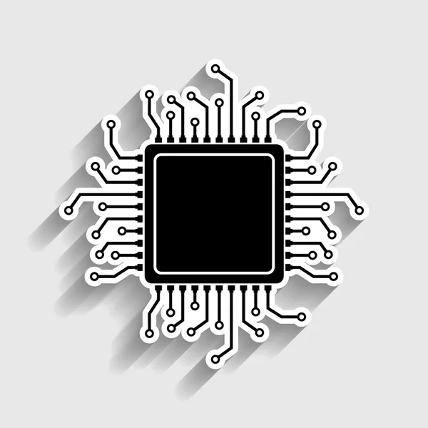 Microprocessador CPU. Ícone de estilo etiqueta —  Vetores de Stock