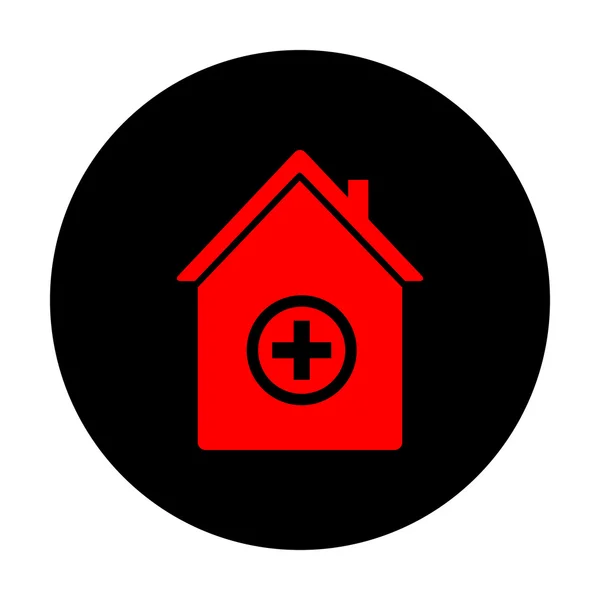 Szpital znak. Wektor czerwony ikona — Wektor stockowy