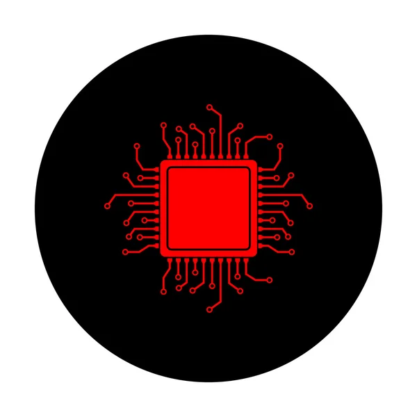 Μικροεπεξεργαστή ΚΜΕ. Διάνυσμα κόκκινο εικονίδιο — Διανυσματικό Αρχείο