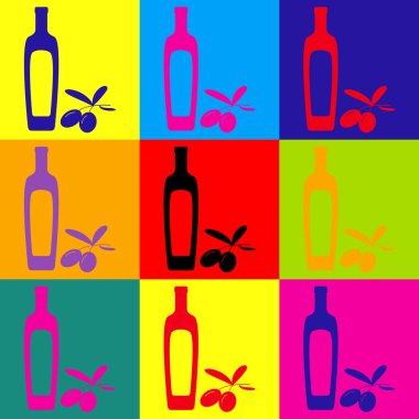 Siyah Zeytin dalı ile zeytinyağı şişesi işareti