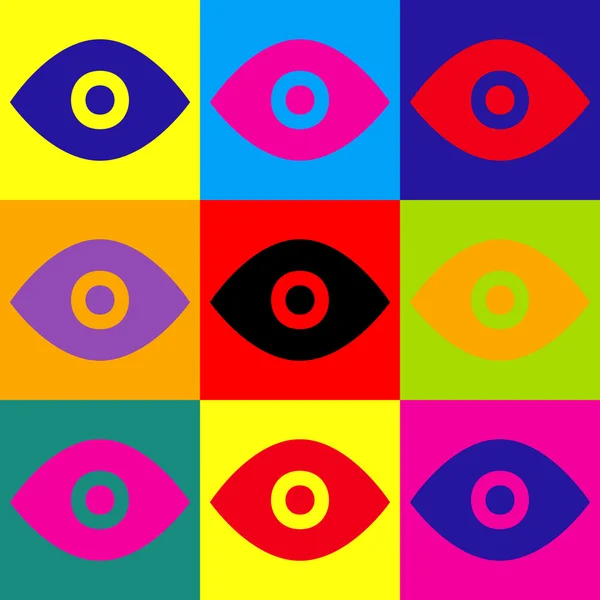 Oko znak. Zestaw ikon stylu pop-art — Wektor stockowy