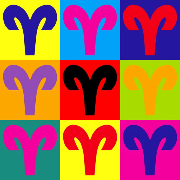 Firma de Aries. Conjunto de iconos de estilo pop-art — Vector de stock