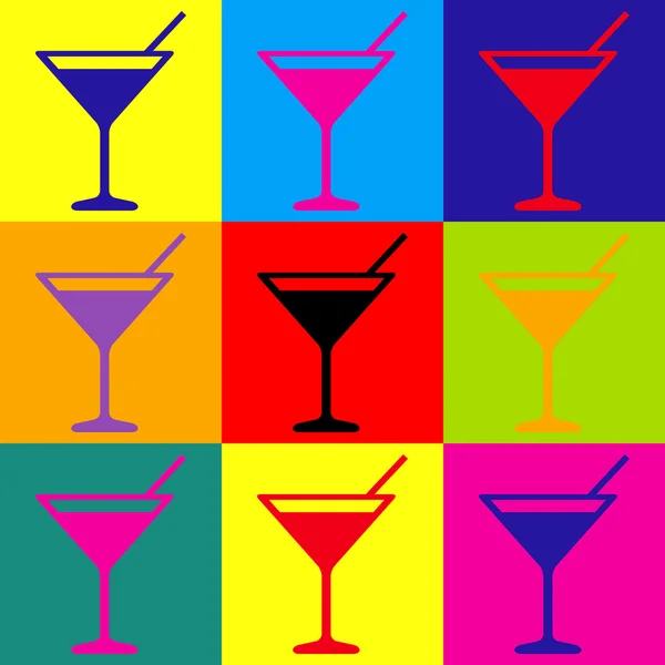 Segnale da cocktail. Set di icone in stile pop-art — Vettoriale Stock