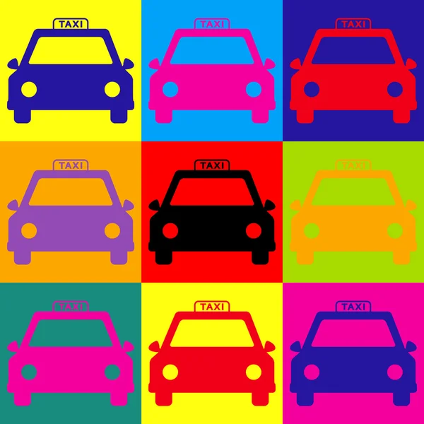 Taxi znak. Zestaw ikon stylu pop-art — Wektor stockowy
