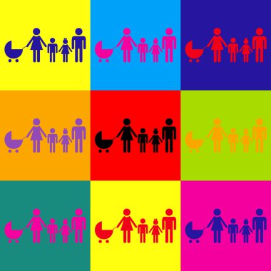 Aile işareti. Popüler sanat stil Icons set