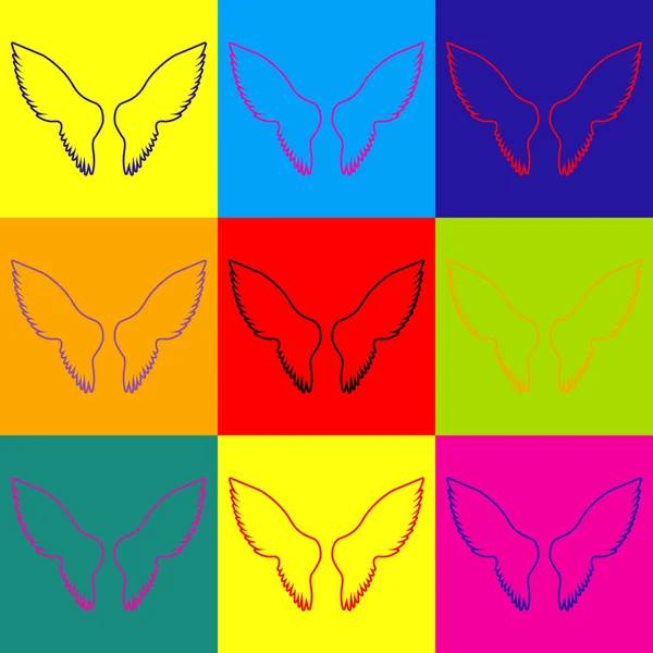 Signo de alas. Conjunto de iconos de estilo pop-art — Vector de stock