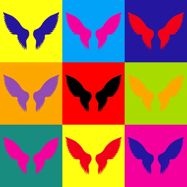 Signo de alas. Conjunto de iconos de estilo pop-art — Vector de stock