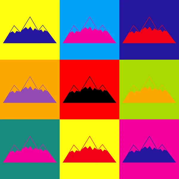 Mountain sign. Pop-art style icons set — Stock Vector