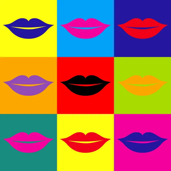 Lippen ondertekenen. Pop-art stijl iconen set — Stockvector