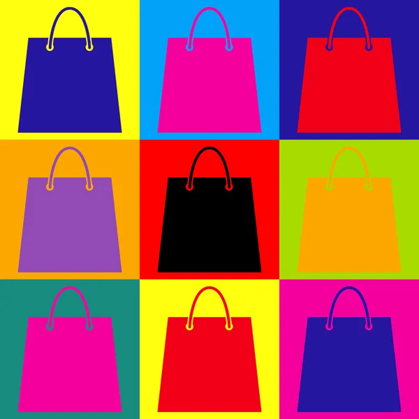 Τσάντα για ψώνια. Σύνολο εικονιδίων στυλ Ποπ-Αρτ — Διανυσματικό Αρχείο