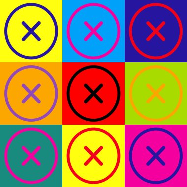 İşareti çapraz. Popüler sanat stil Icons set