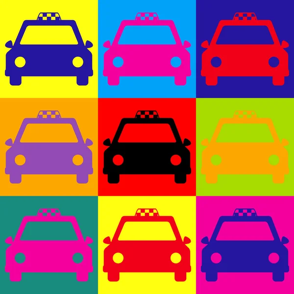 Taxi jele. Pop-art stílusban ikonok beállítása — Stock Vector