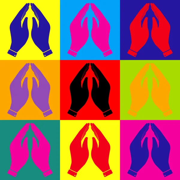Icona della mano. Set di icone in stile pop-art — Vettoriale Stock