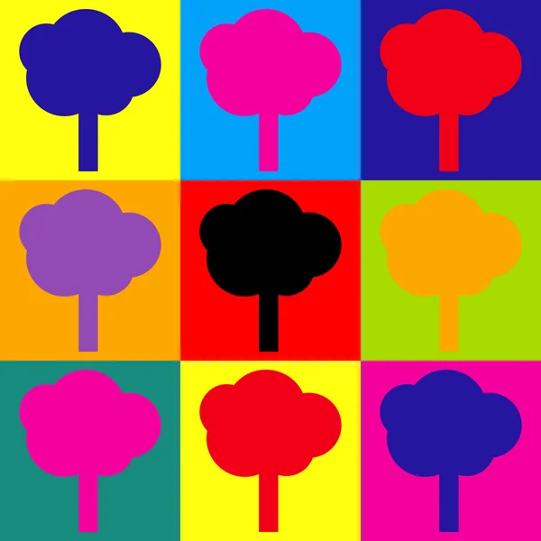 Tecken på träd. Pop-konst stil ikoner set — Stock vektor