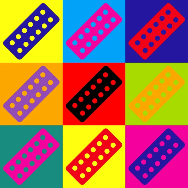 Signo de pastillas. Conjunto de iconos de estilo pop-art — Vector de stock