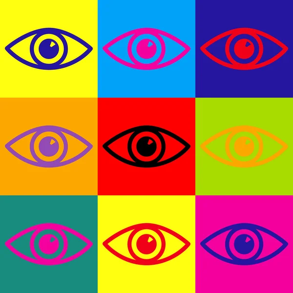 Знак глаза. Набор икон в стиле поп-арта — стоковый вектор