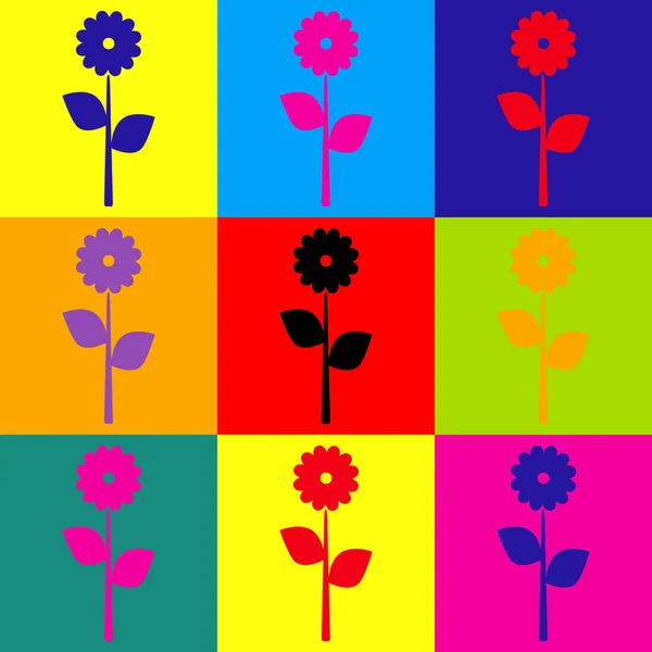 Kwiat znak. Zestaw ikon stylu pop-art — Wektor stockowy