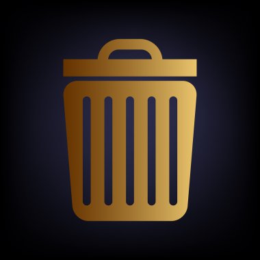 Çöp kutusu işareti. Altın stil ikonu