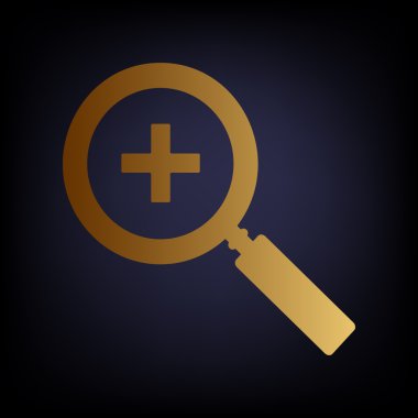 Yakınlaştırma işareti. Altın stil ikonu