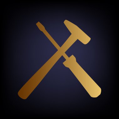 Araçlar işareti. Altın stil ikonu