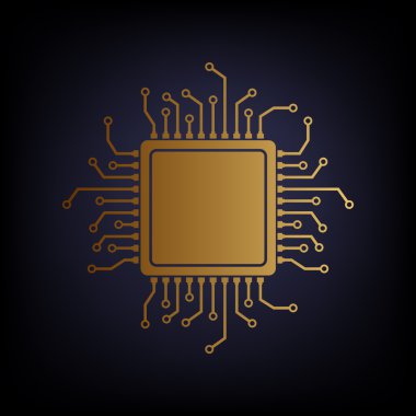 CPU mikroişlemci. Altın stil ikonu