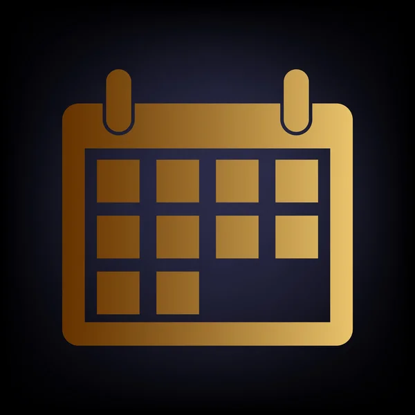 Segno di calendario. Icona stile dorato — Vettoriale Stock