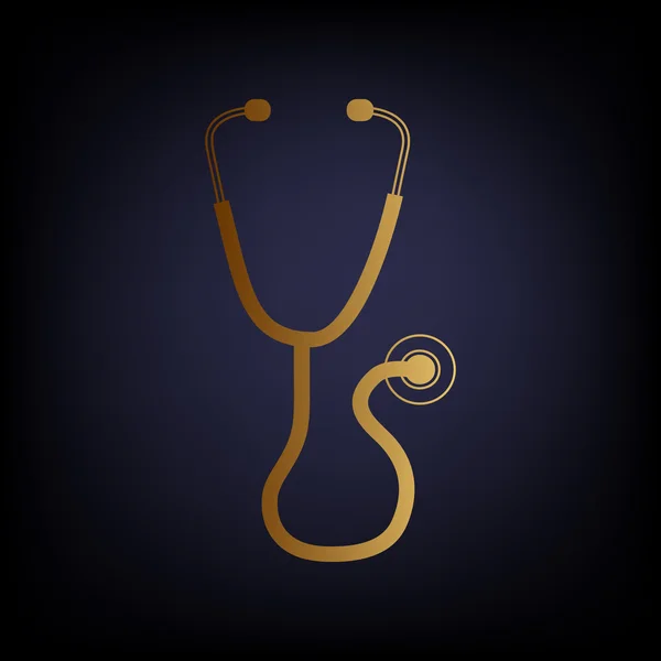 Stethoscope sign. Golden style icon — Stock Vector