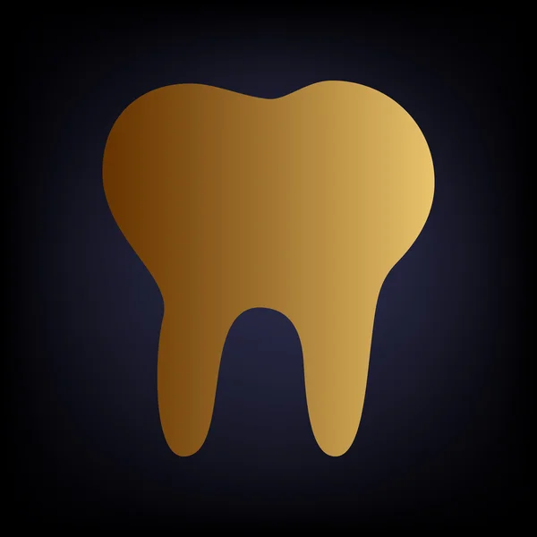 Tooth sign. Golden style icon — Stock Vector