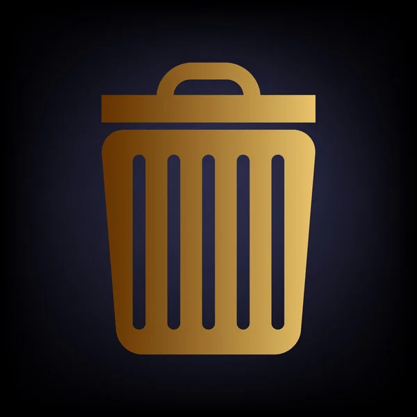 Znak śmieci. Ikona stylu złoty — Wektor stockowy
